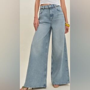 Reformation Addyson Light Blue Ultra Wide Leg Flare Jeans NWT